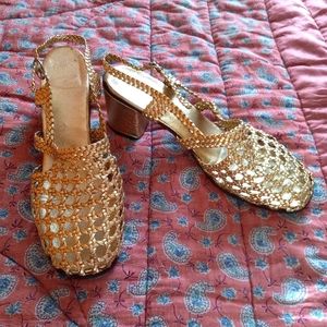 Gold 1970s dancing shoes sz 9